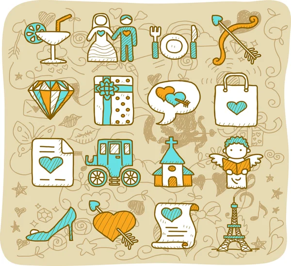 Wedding,love icons — Stock Vector