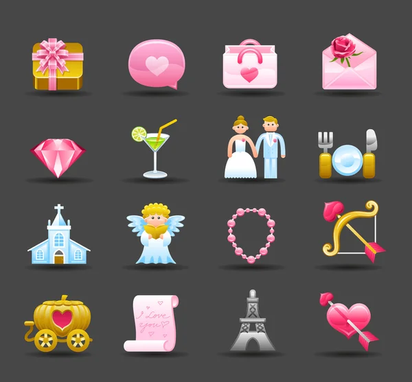 Wedding, love, valentine icon set — стоковый вектор