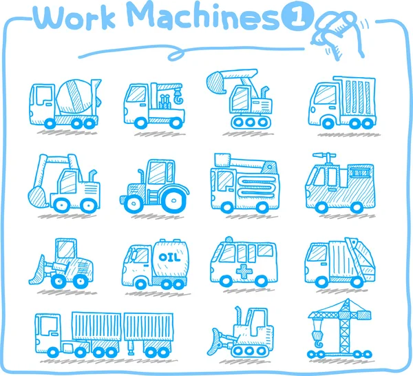 Icônes de machine dessinées à la main — Image vectorielle