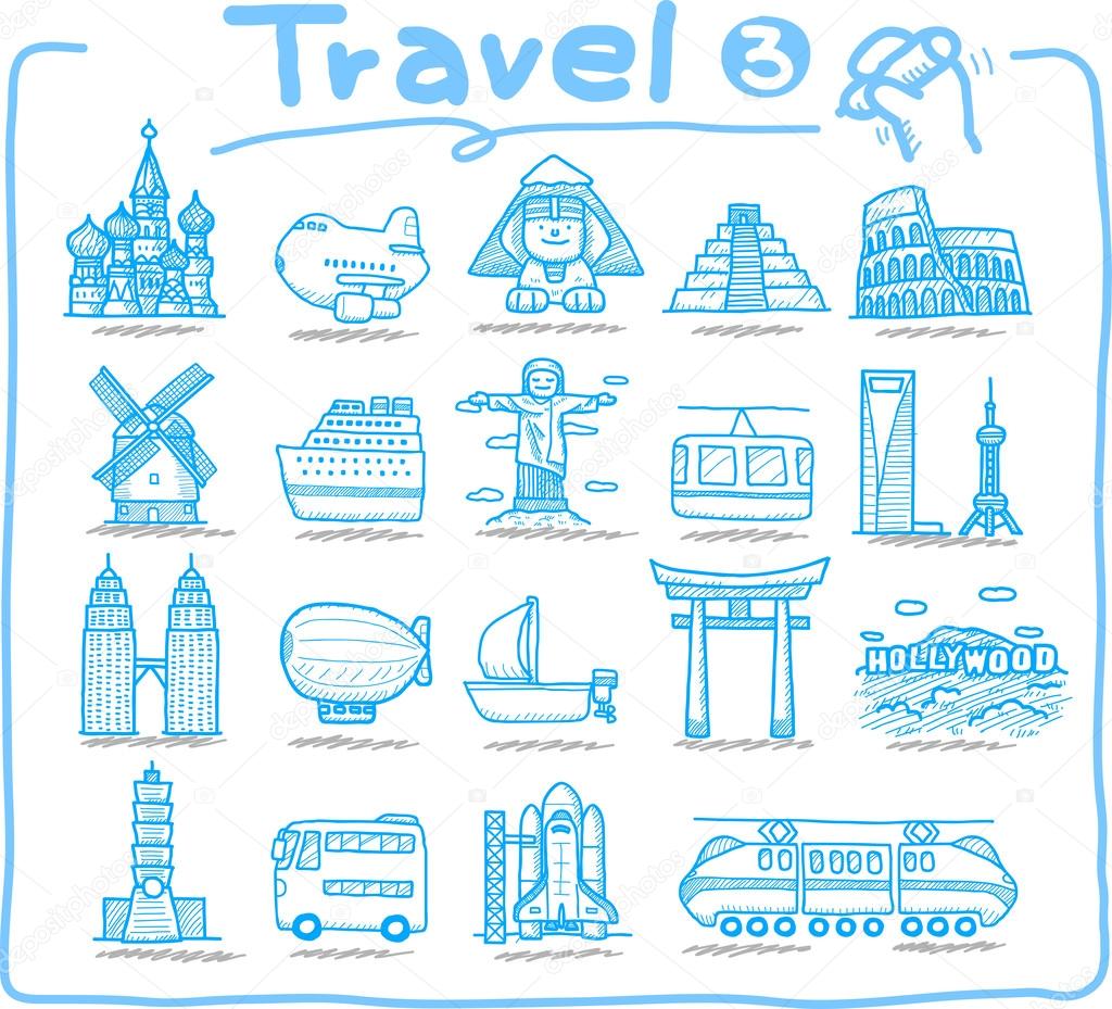 Travel ,landmark,transportation icon set