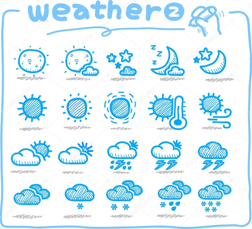 Hand drawn weather icon, weather forecast