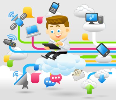 bulut ağ ile iş adamı