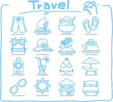 Vacation, travel icons set clipart