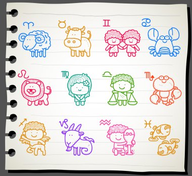 renkli zodyak Icons set
