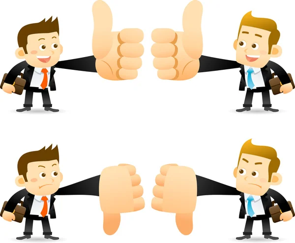 Empresários mostrando polegares para cima e para baixo — Vetor de Stock