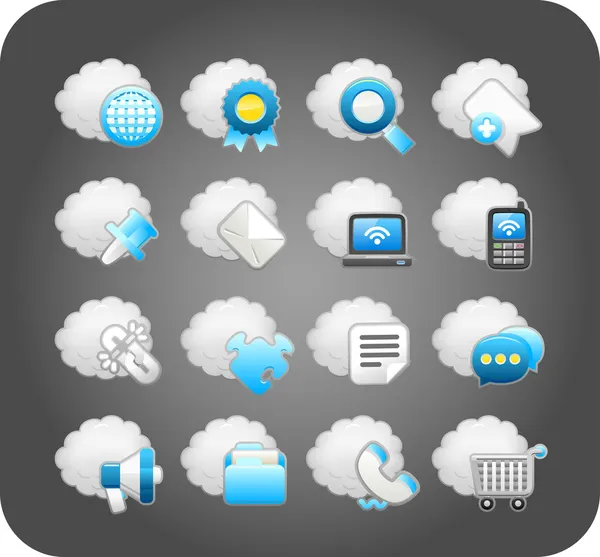 Negocio, cloud computing, red — Vector de stock