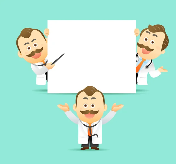 Doctor holding blank board — Stock Vector