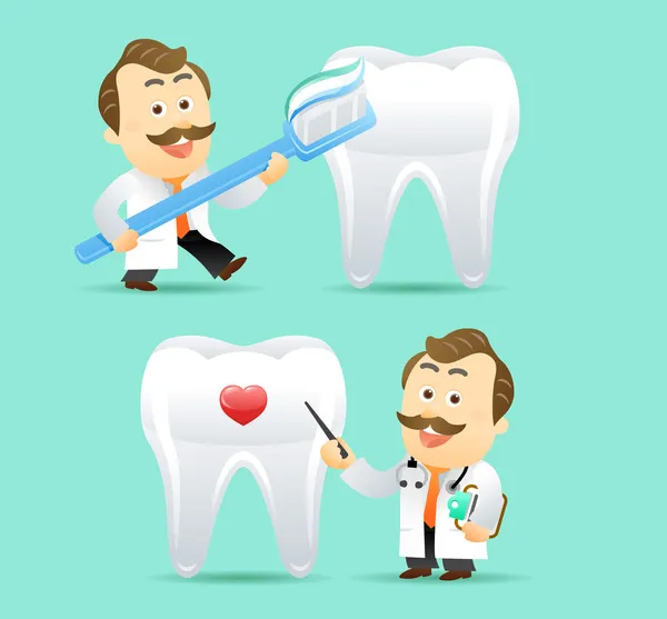 Médico y dientes — Vector de stock