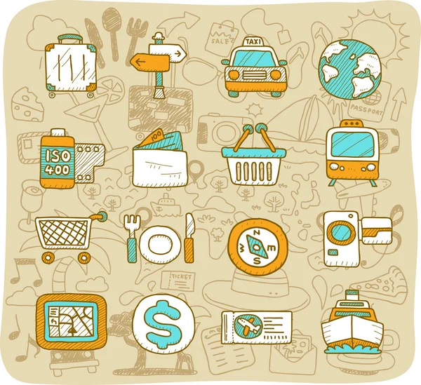 Iconos de viaje — Vector de stock