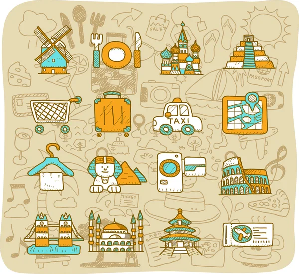 Travel, and landmarks icons — Stock Vector