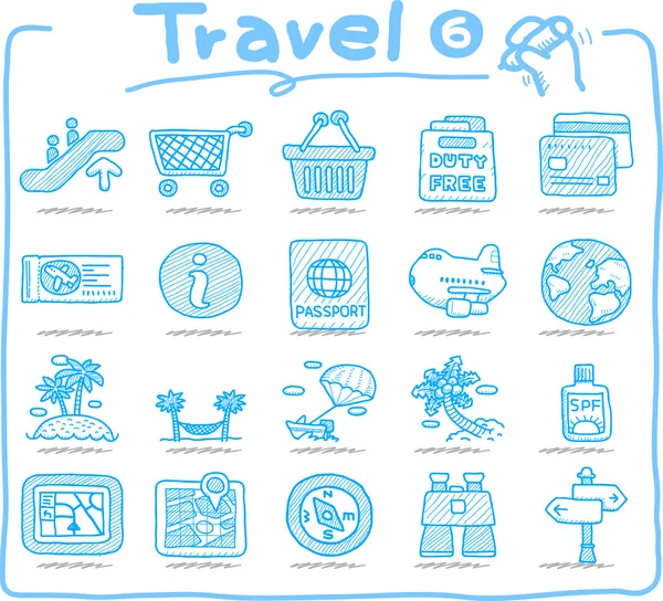 Hand drawn travel icons — Stock Vector