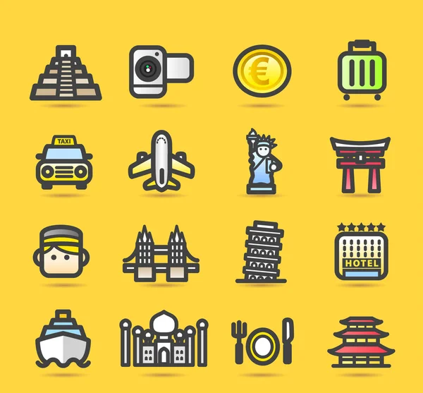 Iconos de viajes y monumentos — Vector de stock