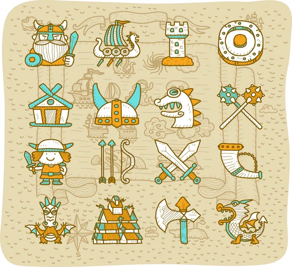 Viking icons set — Stockvector