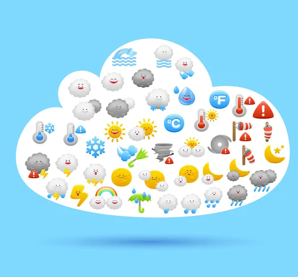 Cloud en weer pictogrammen — Stockvector