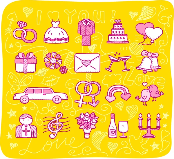 Wedding and love icons — Stock Vector