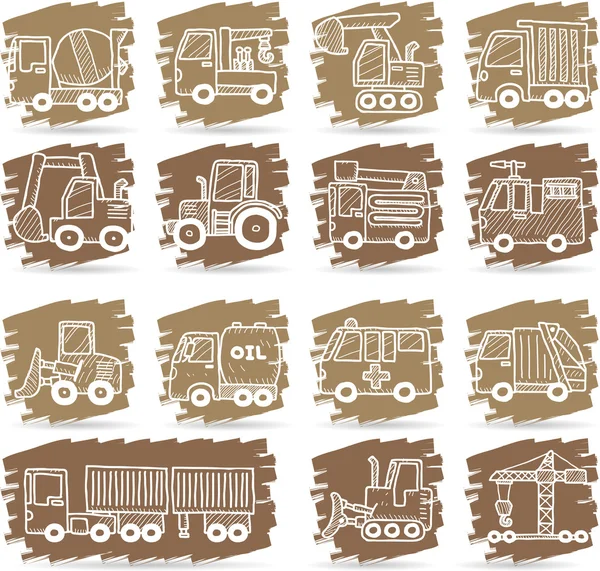 Auto's en vrachtwagens pictogrammen — Stockvector