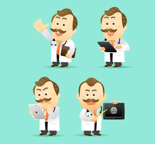 Γιατρός με tablet pc σύνολο — Διανυσματικό Αρχείο