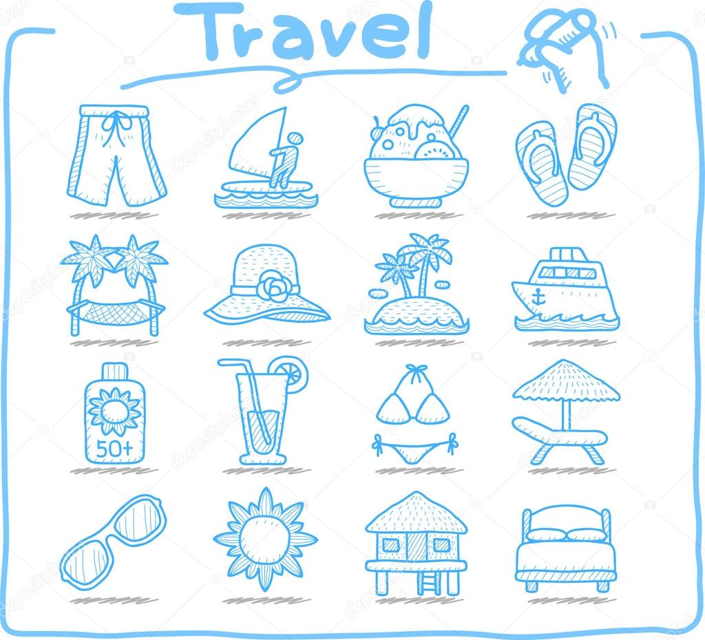 Vacation, travel icons set