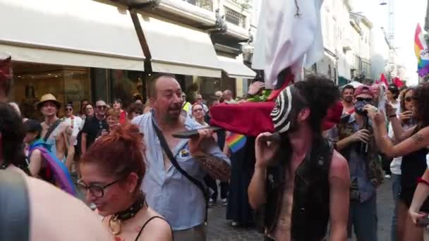 Cremona Pride Eine Regenbogenstadt Der Alle Gemeinden Ihren Stolz Feiern — Stockvideo