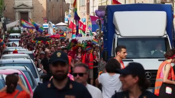 Cremona Pride Uma Cidade Arco Íris Toda Comunidade Celebrar Orgulho — Vídeo de Stock