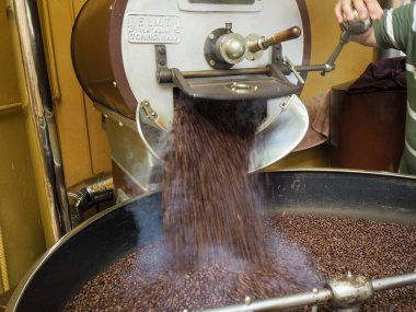 Kosta Rika 'daki biyolojik etik tarımdan çiğ yeşil kahve çekirdekleri İtalya' daki Denti Torrefazione 'de kızartıldı.