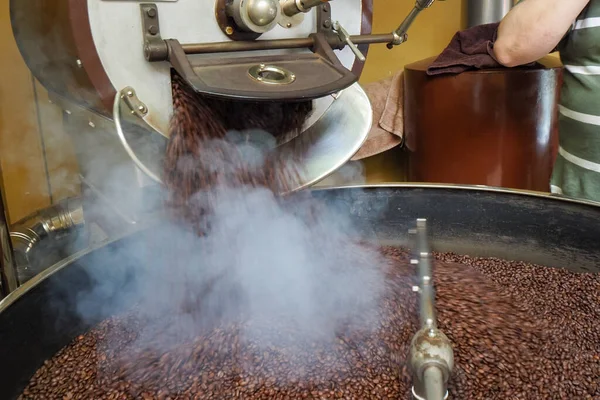 Braune Geröstete Kaffeebohnen Makro Nahaufnahme Macht Die Blend Serie — Stockfoto