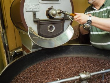 Kosta Rika 'daki biyolojik etik tarımdan çiğ yeşil kahve çekirdekleri İtalya' daki Denti Torrefazione 'de kızartıldı.