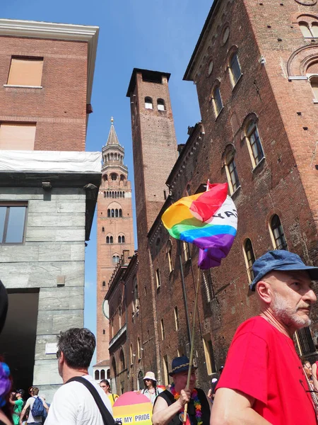 Orgullo Cremona Una Ciudad Arco Iris Las Calles Llenaron Gente — Foto de Stock