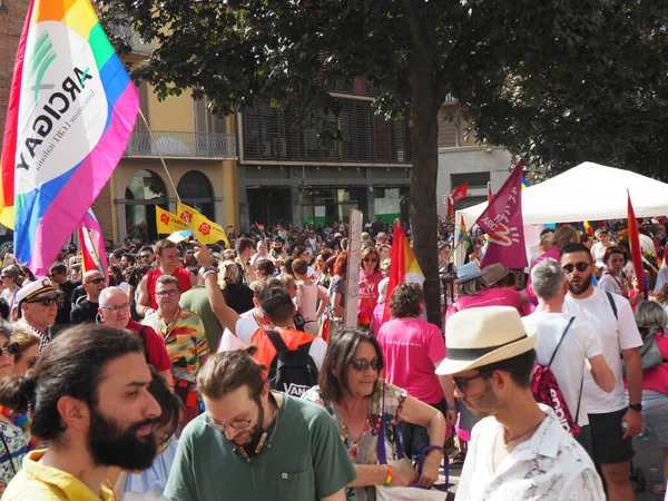 Orgullo Cremona Una Ciudad Arco Iris Las Calles Llenaron Gente — Foto de Stock