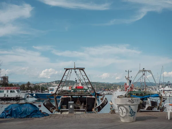Fishermen Boats Harbour Spezia Italy — ストック写真