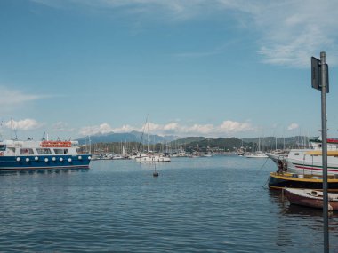 boat and sea traffic in the sea at La Spezia Italy