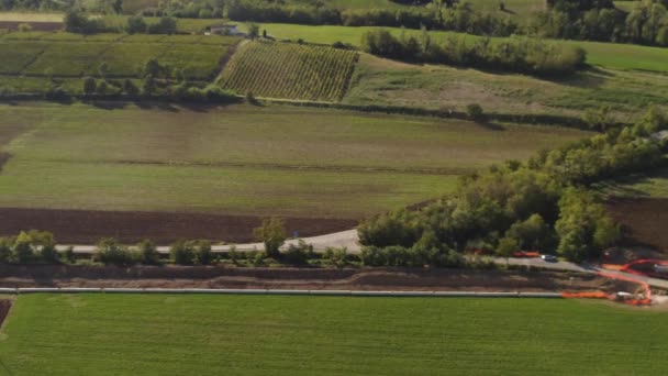 Drone Beelden Van Bouw Van Irrigatiekanaal Het Land — Stockvideo