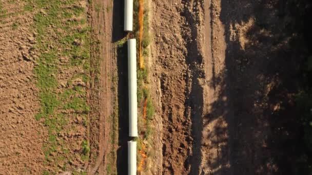 Drone Beelden Van Bouw Van Irrigatiekanaal Het Land — Stockvideo