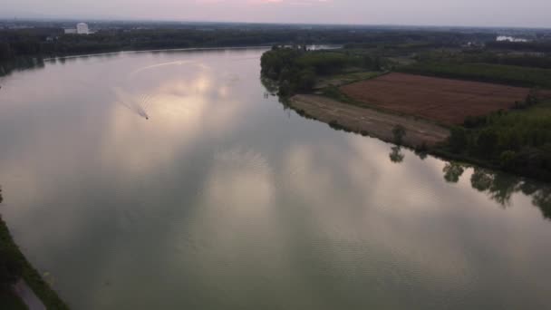 Aérea Del Río Campo Emilia Romagna Italia — Vídeos de Stock