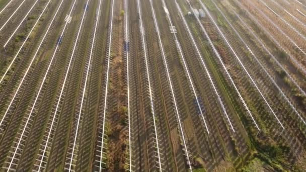Images Aériennes Drones Panneaux Solaires Photovoltaïques Extérieurs Italie Rurale — Video