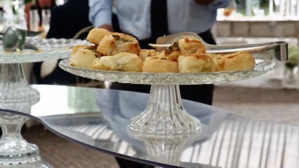 Savoureux Snacks Sandwichs Pour Une Fête Mariage — Video