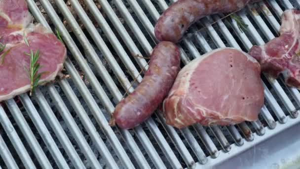 Grelhar Carne Livre Conceito Verão — Vídeo de Stock