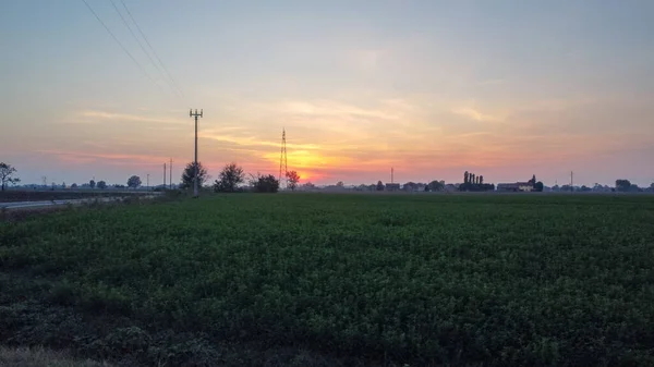 Vol Drone Dessus Des Terres Agricoles Dans Douleur Padain Italie — Photo