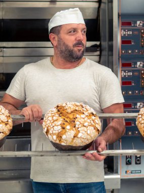 Panettone kabarık pastalı fırıncı portresi