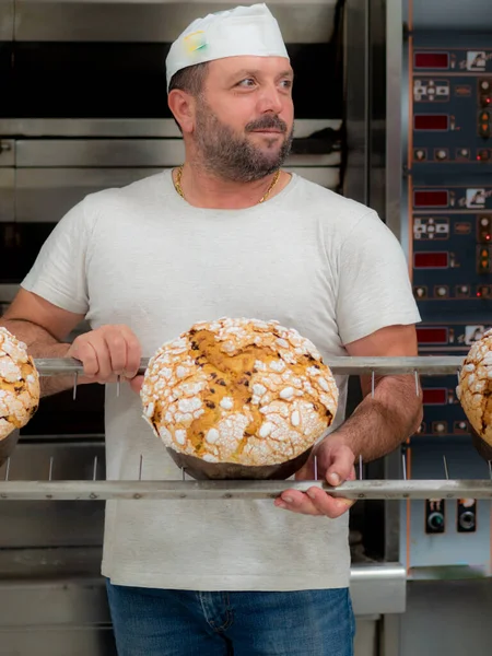 Panettone kabarık pastalı fırıncı portresi