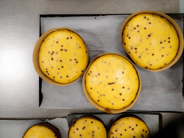 Grupo Panettone Crudo Sin Cocer Dulce Pastel Navidad Italiano Milanés — Foto de Stock