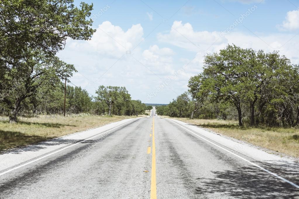 Infinate straight road in Texas