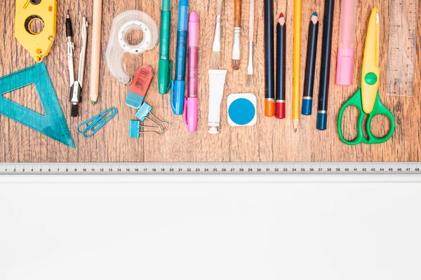 School accessories on a desk — Stock Photo, Image