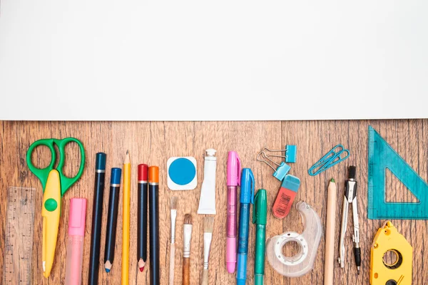 School accessories on a desk — Stock Photo, Image