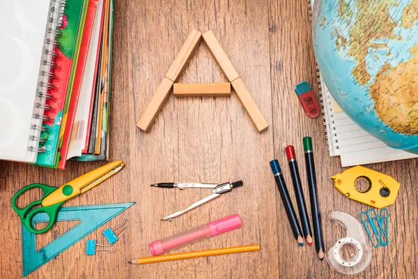 School accessories on a desk — Stock Photo, Image