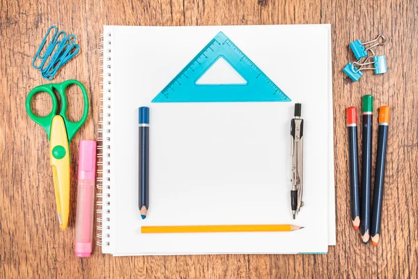 School accessories on a desk — Stock Photo, Image