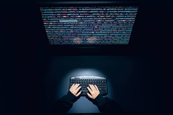 Cybersikkerhedstrussel Ung Kvinde Bruger Computer Kodning Internet Netværkssikkerhed Stjæler Private - Stock-foto
