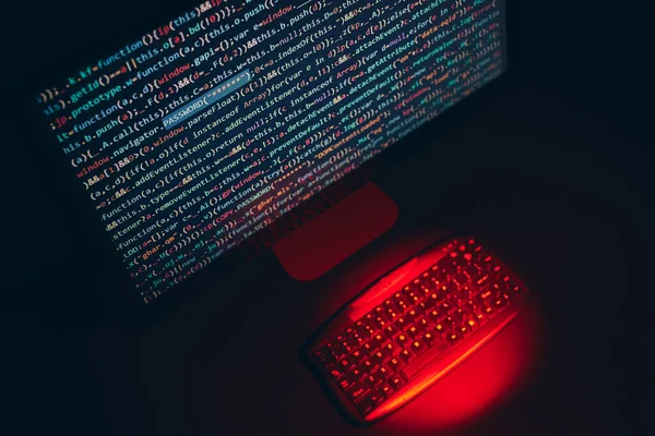 Cybersicherheit Programmcode Auf Dem Bildschirm Verwenden Von Computer Und Programmierung — Stockfoto