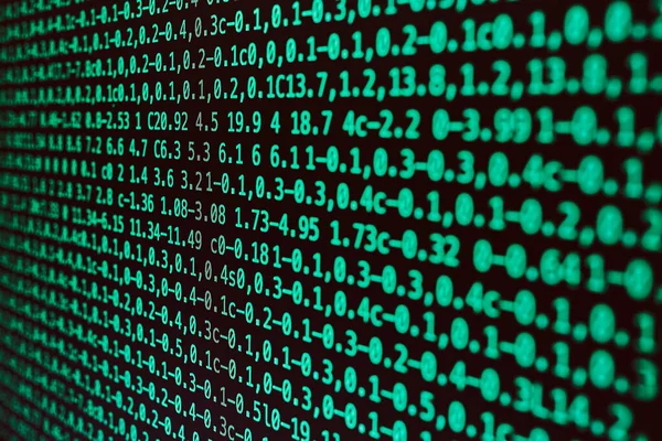 Digitale Daten Auf Dem Computerbildschirm Grüne Zahlen Und Buchstaben Digitaler — Stockfoto
