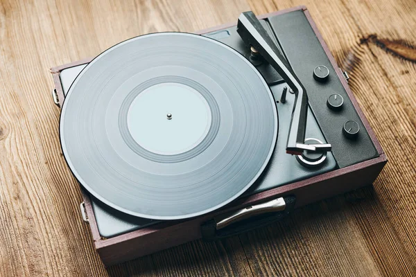 Listening Music Vinyl Record Playing Music Analog Disk Turntable Player — Stock Photo, Image